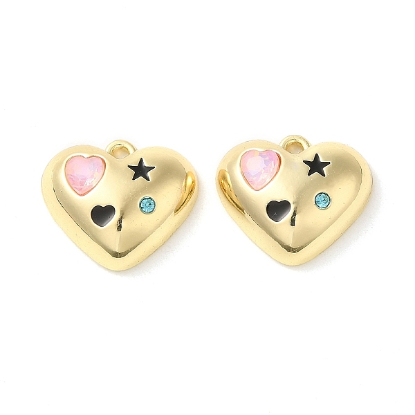 

PandaHall Alloy Micro Pave Cubic Zirconia Pendants, with Rhinestone and Enamel, Heart, Pink, 15x17x6mm, Hole: 1.2mm Alloy+Cubic Zirconia...