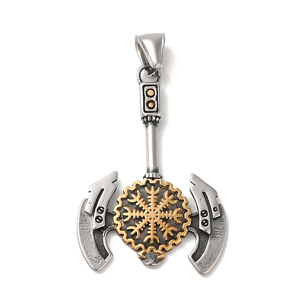 

PandaHall Viking 304 Stainless Steel Pendants, Axe with Valknut Charm, Antique Silver & Golden, 47.5x32x4mm, Hole: 7.5x4mm 304 Stainless...