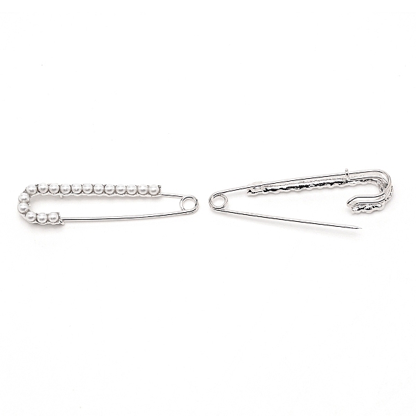 

PandaHall Alloy with Round Plastic Beads Brooch for Jacket Hat, Platinum, 76x18x12mm Alloy