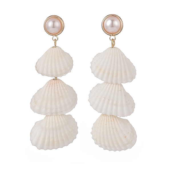 

PandaHall Natural Spiral Shell & Shell Pearl Dangle Stud Earrings, Brass Long Drop Earrings for Women, Golden, 65mm, Pin: 0.6mm Shell Shell...