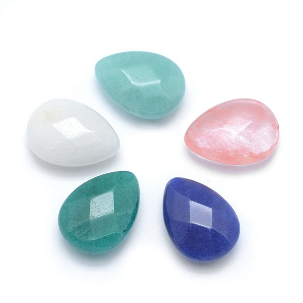 

PandaHall Natural & Synthetic Mixed Stone Cabochons, teardrop, Faceted, 18x13x5mm Mixed Stone Teardrop