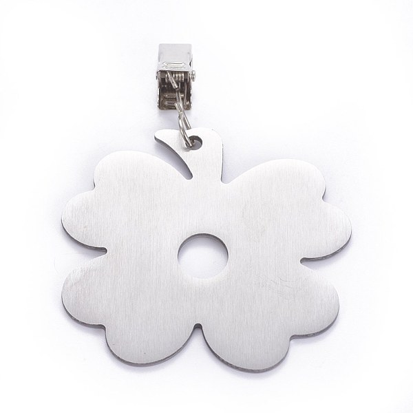 

PandaHall Stainless Steel Tablecloth Pendants, with Clips, Four Leaf Clover, Stainless Steel Color, 96.5mm, Clover: 68.2x70.8x2mm Stainless...