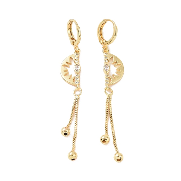 

PandaHall Clear Cubic Zirconia Half Round Dangle Hoop Earrings, Brass Chain Tassel Long Drop Earrings for Women, Golden, 65mm, Pin: 0.8mm...