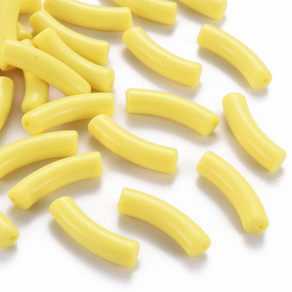 

PandaHall Opaque Acrylic Beads, Curved Tube, Yellow, 32x9.5x8mm, Hole: 1.8mm, about 330pcs/500g Acrylic Tube Yellow