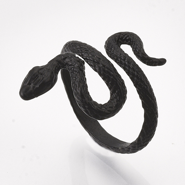 

PandaHall Electrophoresis Alloy Cuff Finger Rings, Snake, Black, Size 8, 18mm Alloy Black
