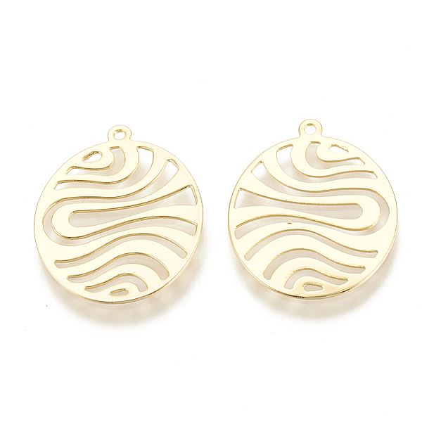 

PandaHall Brass Pendants, Oval, Nickel Free, Real 18K Gold Plated, 22x18x0.5mm, Hole: 1mm Brass Oval
