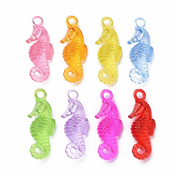 

PandaHall Transparent Acrylic Pendants, Sea Horse, Mixed Color, 32x12.5x6.5mm, Hole: 2.5mm, about 620pcs/500g Acrylic Sea Horse Multicolor