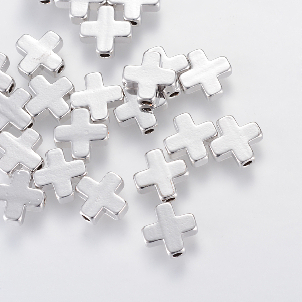 

PandaHall Brass Beads, Cross, Nickel Free, Real Platinum Plated, 8x8x3mm, Hole: 1.5mm Brass Cross