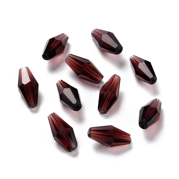 

PandaHall Transparent Glass Beads, Faceted, Bicone, Dark Red, 16x8mm, Hole: 1mm Glass Bicone
