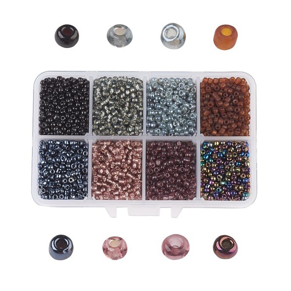 

PandaHall 8/0 Glass Seed Beads, Mixed Style, Round, Black, 3x2mm, Hole: 1mm, about 4200pcs/box, packaging box: 11x7x3cm Glass Black