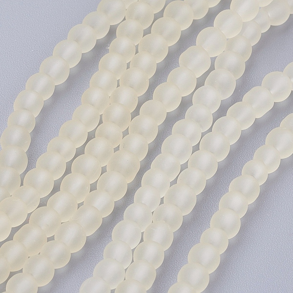 

PandaHall Transparent Glass Bead Strands, Frosted, Round, Light Goldenrod Yellow, 4mm, Hole: 1.1~1.6mm, about 200pcs/strand, 31.4 inch Glass...