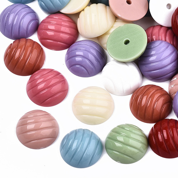 

PandaHall Opaque Resin Beads, Half Drilled, Half Round/Dome, Corrugated, Mixed Color, 17.5x7.5mm, Hole: 2mm Resin Half Round Multicolor