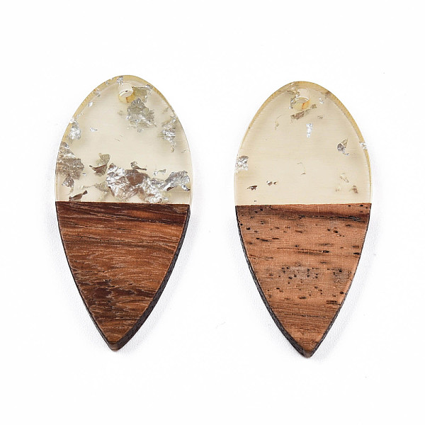 

PandaHall Transparent Resin & Walnut Wood Pendants, with Foil, Teardrop Shape Charm, Silver, 38x18x3mm, Hole: 2mm Resin+Wood Teardrop Silver