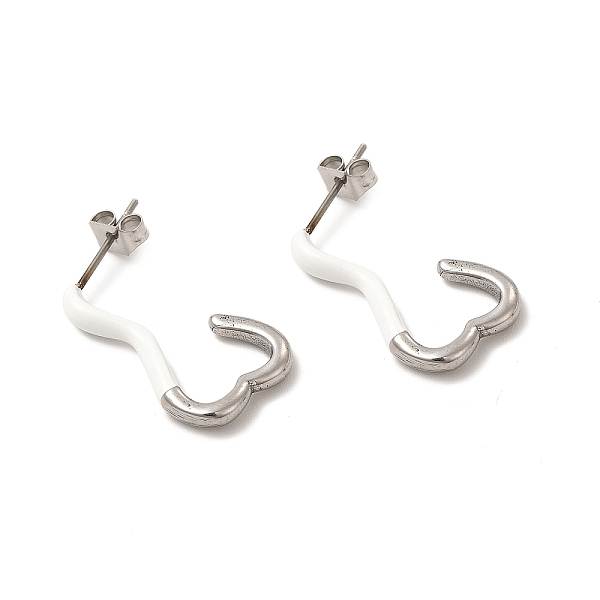

PandaHall 304 Stainless Steel Heart Stud Earrings for Women, Stainless Steel Color, 25x13x3mm, Pin: 0.7mm 304 Stainless Steel Heart
