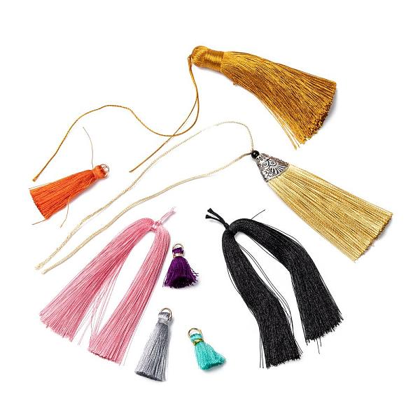 

PandaHall Nylon Tassel Pendant Decoration, Mixed Color, 24~168x6~50mm Nylon Multicolor
