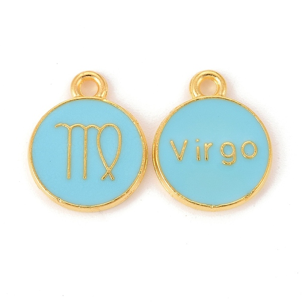 

PandaHall Alloy Enamel Pendants, Flat Round with Constellation/Zodiac Sign, Golden, Sky Blue, Virgo, 15x12x2mm, Hole: 1.5mm Alloy+Enamel...