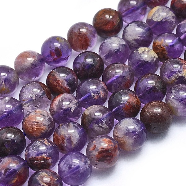 

PandaHall Natural Purple Lodolite Quartz/Purple Phantom Quartz Beads Strands, Round, 10mm, Hole: 1mm, about 39pcs/strand, 15.3 inch(39cm)...