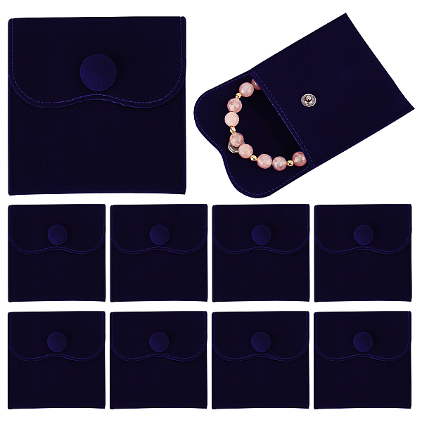 

PandaHall 10Pcs Velvet Jewelry Pouches, Jewelry Gift Bags with Snap Button, for Ring Necklace Earring Bracelet Storage, Square, Indigo..., Purple