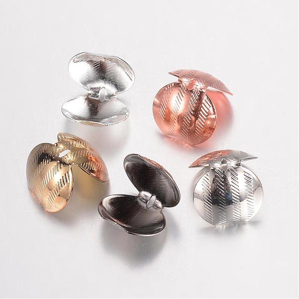

PandaHall Brass Bead Tips, Calotte Ends, Clamshell Knot Cover, Mixed Color, 16x15mm, Hole: 1x3mm Brass