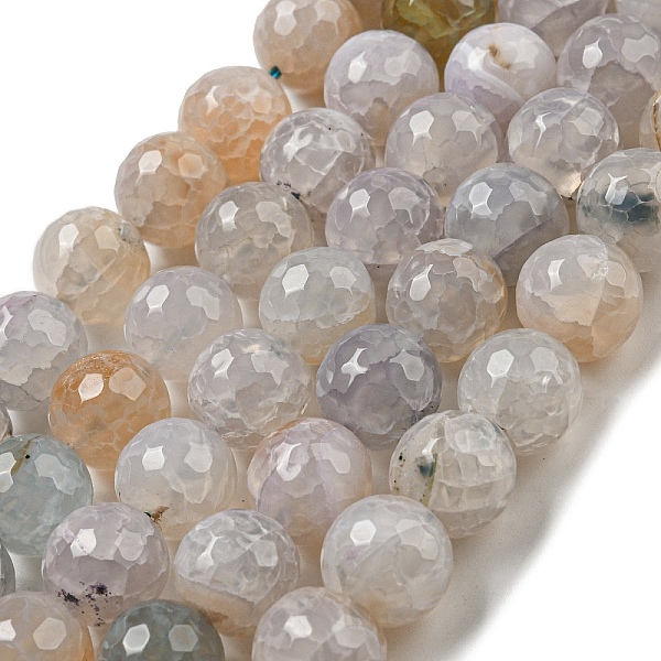 

PandaHall Faceted Natural Dragon Veins Agate Beads Strands, Round, Dyed & Heated, Gainsboro, 12mm, Hole: 1.6mm, about 31pcs/strand, 14.76''..., Gray