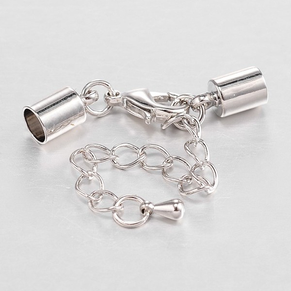 

PandaHall Brass Chain Extender, with Cord Ends and Lobster Claw Clasps, Nickle Free, Platinum, 38mm, Cord End: 11x7mm, Hole: 6mm, Chain...