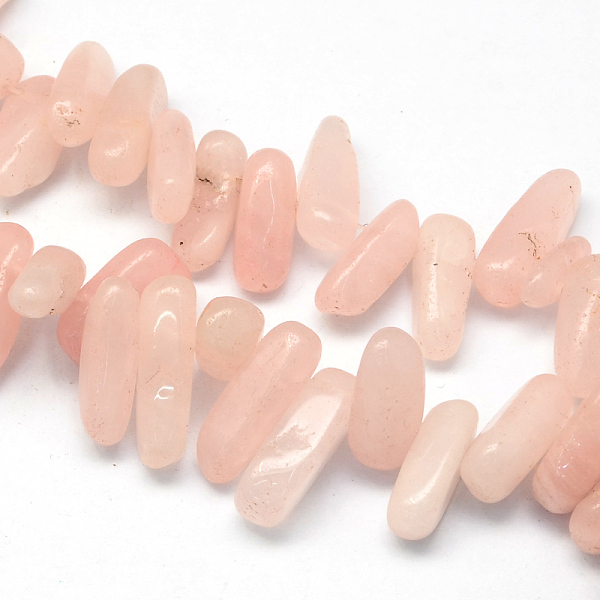 

PandaHall Natural Rose Quartz Stone Bead Strands, Nuggets, 13~22x6~9x4~9mm, Hole: 1mm, about 60pcs/strand, 15.7 inch Rose Quartz Nuggets