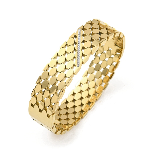 

PandaHall 304 Stainless Steel Pave Crystal Rhinestone Hollow Out Hinged Bangles for Women, Golden, 5/8 inch(1.5cm), Inner Diameter: 2-3/8x2..., Clear