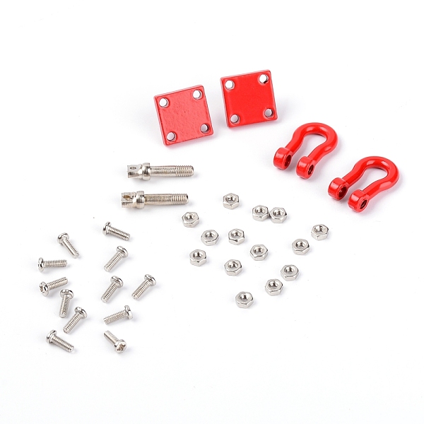 

PandaHall Iron with Alloy Health Gear RC Car Tow Hook Set, RC U Shaped Rescue Tow Hook, Assemble Parts for RC Climbing Crawler Car, Red...