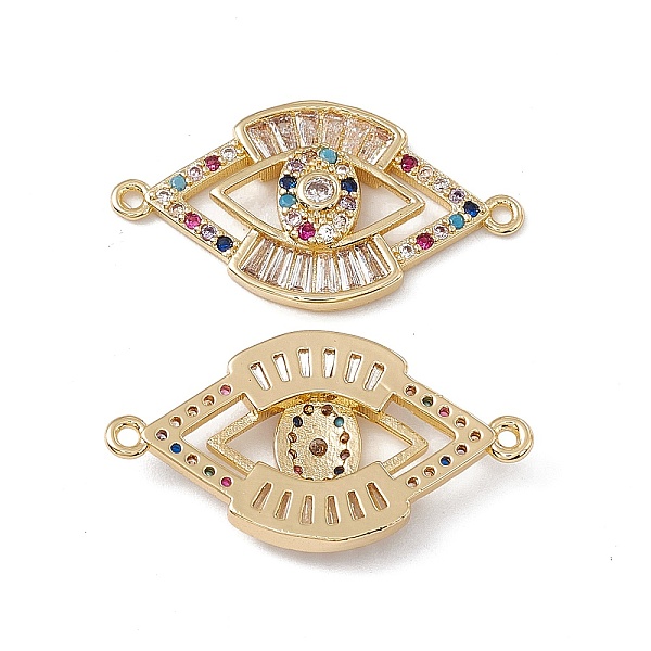 

PandaHall Brass Pave Colorful Cubic Zirconia Connector Charms, Horse Eye Links, Real 18K Gold Plated, 14.5x26.5x3.5mm, Hole: 1.2mm...
