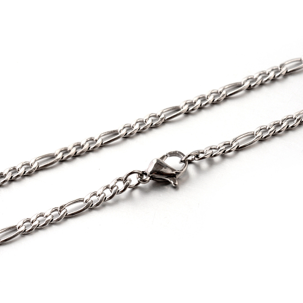

PandaHall 304 Stainless Steel Figaro Chain Necklaces, with Lobster Claw Clasps, Stainless Steel Color, 23.6 inch(59.9cm), 3x1mm 304...