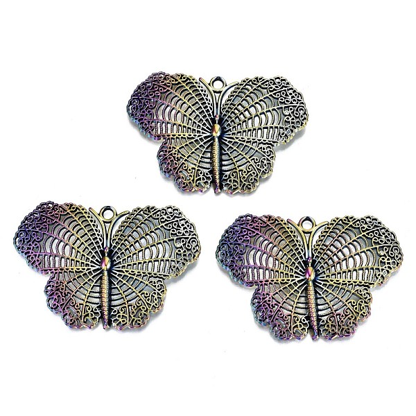 

PandaHall Alloy Big Pendants, Cadmium Free & Lead Free, Butterfly Shape, Rainbow Color, 48x68x4mm, Hole: 4mm Alloy Butterfly
