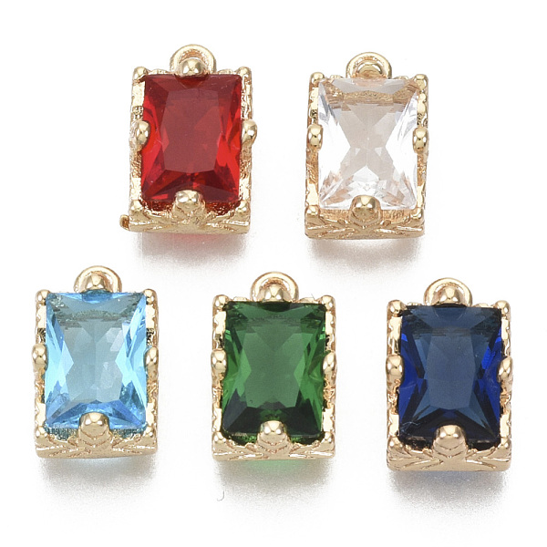 

PandaHall Glass Rhinestone Pendants, with Light Gold Plated Brass Claw Open Back Settings, Rectangle, Faceted, Mixed Color, 10x6x5mm, Hole..., Multicolor