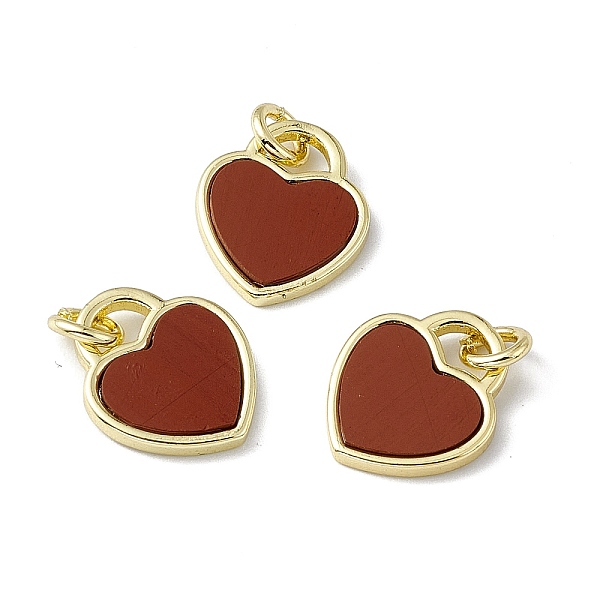 

PandaHall Natural Red Jasper Heart Charms, with Rack Plating Golden Tone Brass Findings, Cadmium Free & Lead Free, 14x12x2mm, Hole: 3mm Red...