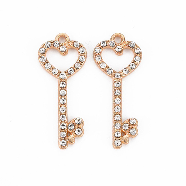 

PandaHall Alloy Pendants, with Crystal Rhinestone, Key, Light Gold, 33x14x2mm, Hole: 1.8mm Alloy+Rhinestone Key Clear