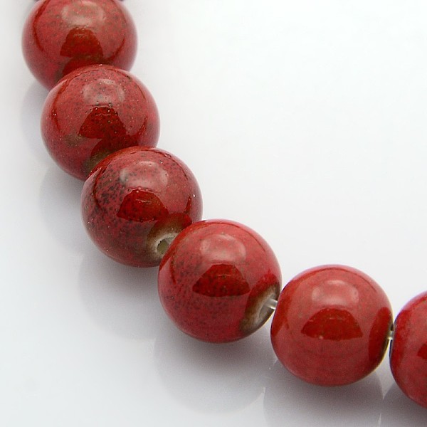 

PandaHall Handmade Fancy Antique Glazed Porcelain Ceramic Round Beads Strands, Red, 8mm, Hole: 2mm, about 40~42pcs/strand, 12 inch Porcelain...