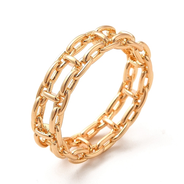

PandaHall 304 Stainless Steel Geometric Ring, Hollow, Double Curb Chain Shape Finger Ring, Golden, 6mm, Inner Diameter: 19x17mm 304...