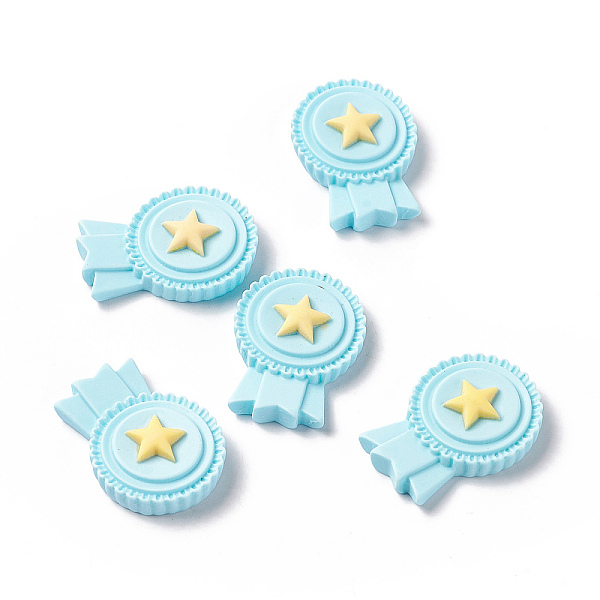 

PandaHall Opaque Resin Cabochons, Badge with Star, Cyan, 26x19x6mm Resin Others Cyan