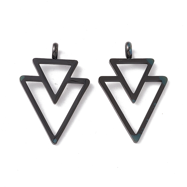 

PandaHall 304 Stainless Steel Pendants, Double Triangle, Electrophoresis Black, 34.5x23x6mm, Hole: 4mm 304 Stainless Steel Triangle