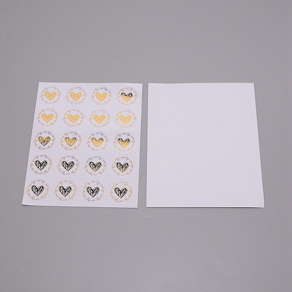 

PandaHall Self Adhesive Stickers, Round with Heart Pattern, for DIY Valentine's Day & Birthday Gift Box Baking Sticker, Gold...