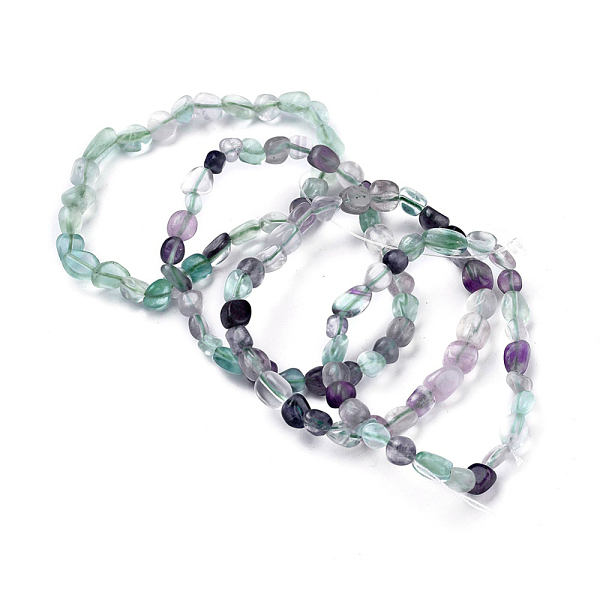 

PandaHall Natural Fluorite Bead Stretch Bracelets, Tumbled Stone, Nuggets, Inner Diameter: 2~2-1/4 inch(5.2~5.6cm) Fluorite