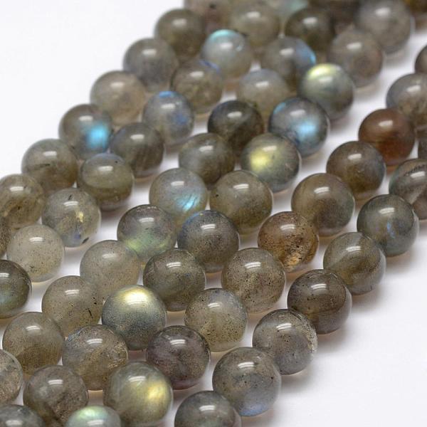 PandaHall Natural Labradorite Beads Strands, Round, 10mm, Hole: 1mm, about 38pcs/strand, 14.5 inch Labradorite Round