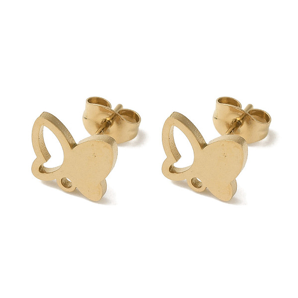 

PandaHall Ion Plating(IP) 304 Stainless Steel Stud Earring Findings, Butterfly, Golden, 9.5x8mm, Hole: 1.2mm, Pin: 0.7x11mm 304 Stainless...