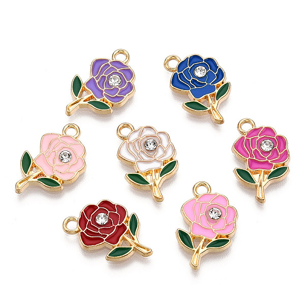 

PandaHall Barrel Plating Alloy Pendants, with Enamel and Rhinestone, Cadmium Free & Nickel Free & Lead Free, Flower, Light Gold, Mixed Color..., Multicolor