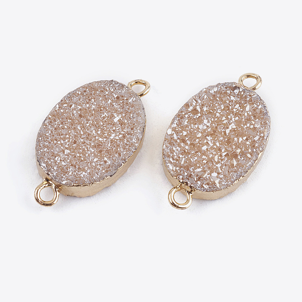 

PandaHall Natural Druzy Quartz Crystal Links connectors, with Brass Finding, Oval, Golden, Antique White, 22x12x3.5~4.5mm, Hole: 1mm Quartz..., Orange