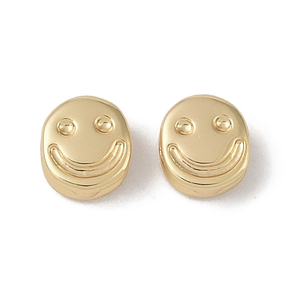 

PandaHall Brass Beads, Smiling Face, Real 18K Gold Plated, 6x5x2.5mm, Hole: 0.8mm Brass Smiling Face