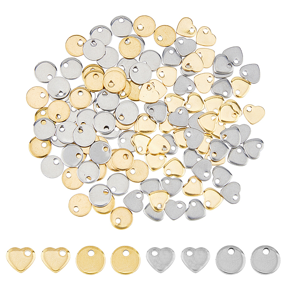 

PandaHall DICOSMETIC 120Pcs 2 Styles 2 Colors 201 Stainless Steel Stamping Blank Tag Pendants, Flat Round, Golden & Stainless Steel Color...