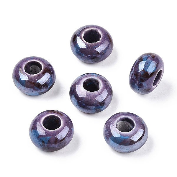 

PandaHall Handmade Porcelain Beads, Fancy Antique Glazed Porcelain, Rondelle, Slate Blue, 15~16x9~10mm, Hole: 5~6mm Porcelain Rondelle Blue
