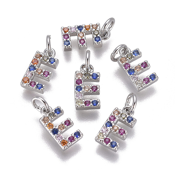 

PandaHall Brass Micro Pave Cubic Zirconia Charms, Letter, Colorful, Platinum, Letter.E, 9.5x4.8x1.7mm, Hole: 2mm Brass+Cubic Zirconia Letter...