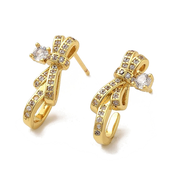 

PandaHall Brass Stud Earrings, Cubic Zirconia, Cadmium Free & Lead Free, Butterfly, Real 18K Gold Plated, 19x7.5mm Cubic Zirconia Butterfly