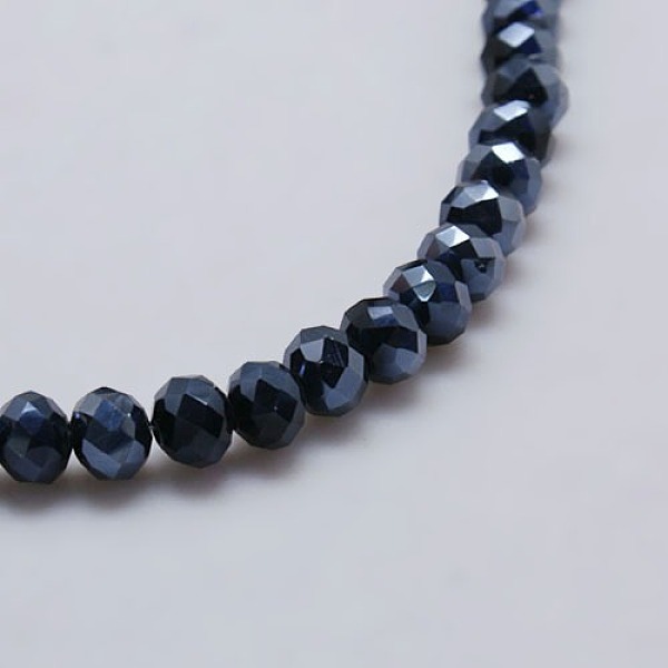 

PandaHall Electroplate Glass Bead Strands, Full Plated, Faceted, Rondelle, Hematite Plated, 6x4mm, Hole: 1mm, about 87~90pcs/strand, 18.5...